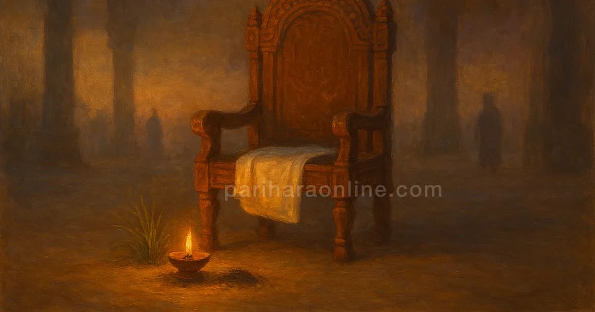 Carved wooden seat with sesame, darbha grass and a lit lamp, the ancestral throne of Magha nakshatra | pariharaonline.com
